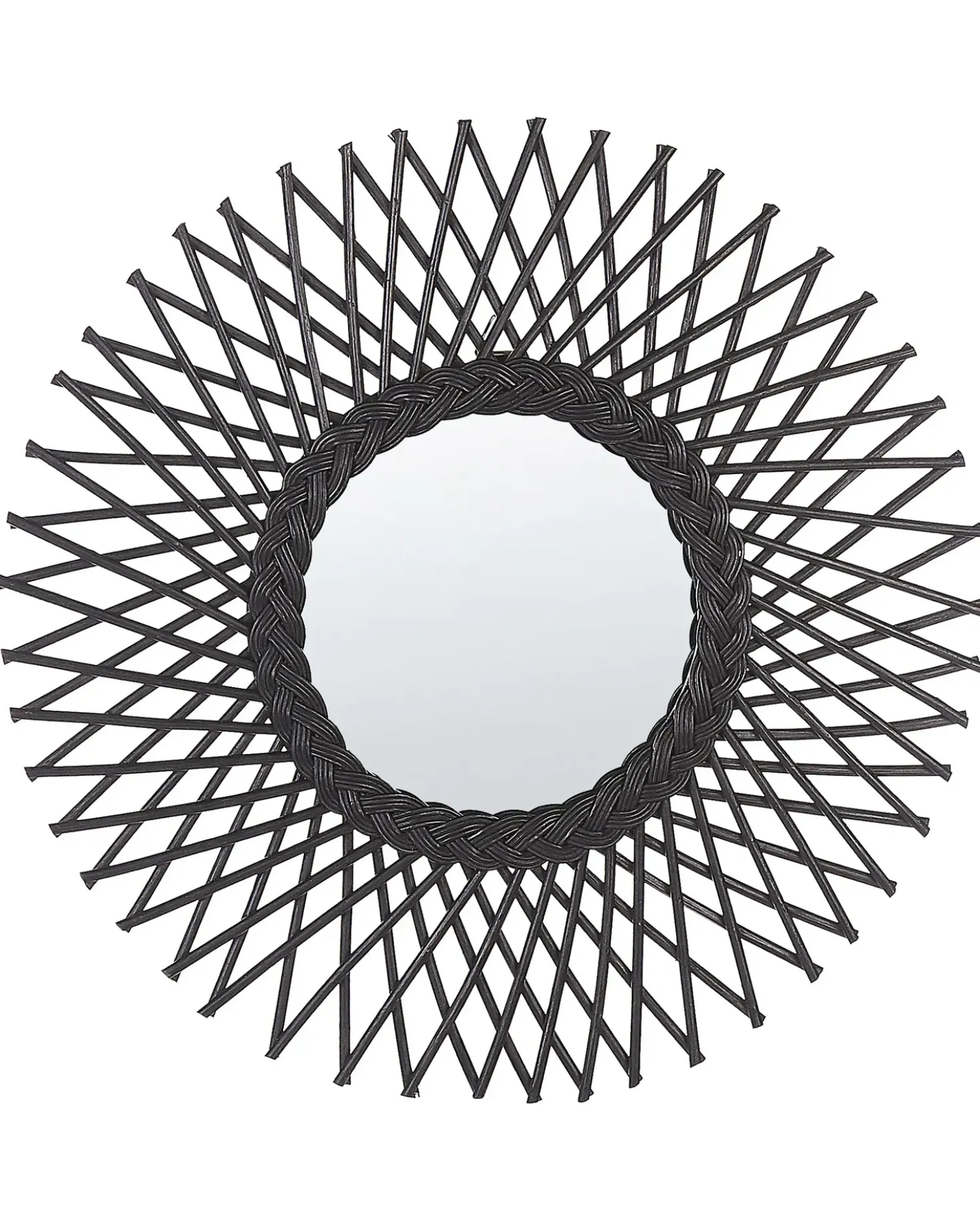 Specchio TAGOLU 60 cm 60 cm Rattan Nero