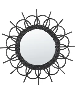 Specchio TELAKIA 60 cm 60 cm Rattan Nero