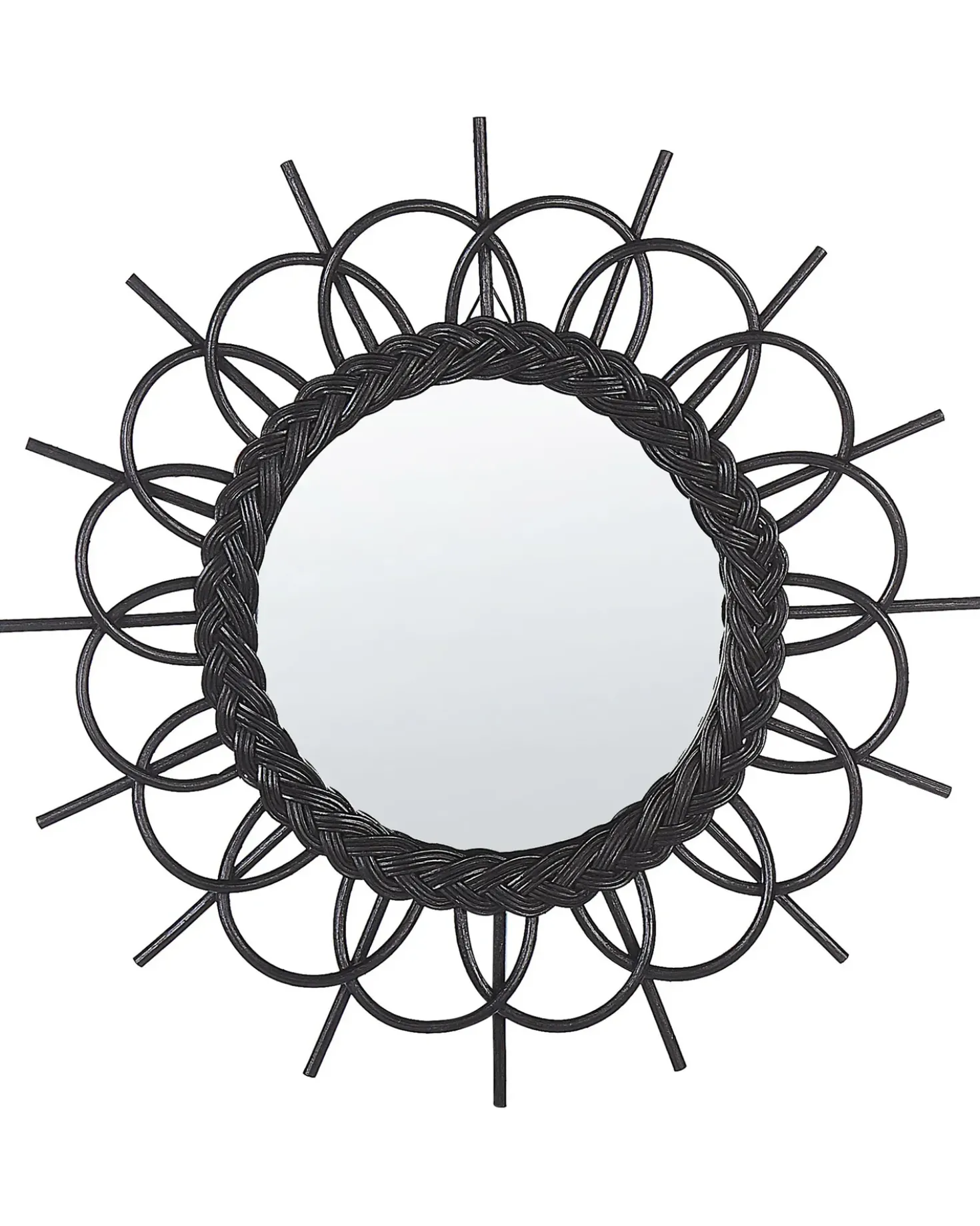 Specchio TELAKIA 60 cm 60 cm Rattan Nero