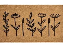 Tappetino da Ingresso AGIAK Naturale 50 x 80 cm Fiore Fibra di Cocco