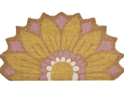 Tappetino da Ingresso AROLIK Giallo 45 x 75 cm Fiore Fibra di Cocco