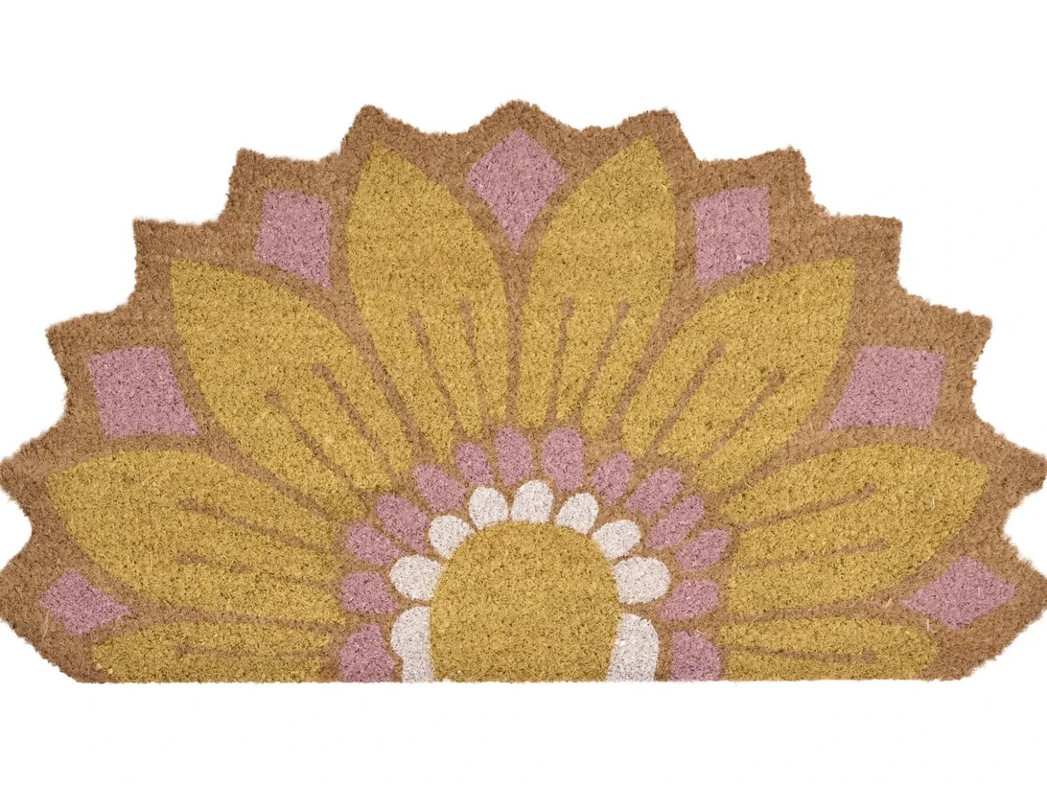 Tappetino da Ingresso AROLIK Giallo 45 x 75 cm Fiore Fibra di Cocco