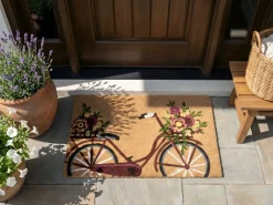 Tappetino da Ingresso AVAK Naturale 50 x 80 cm Bicicletta Fibra di Cocco