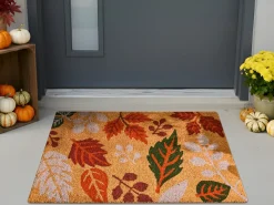 Tappetino da Ingresso DAGATAN Multicolore 60 x 90 cm Foglia Fibra di Cocco