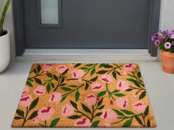 Tappetino da Ingresso MANGUAO Naturale 60 x 90 cm Fiore Fibra di Cocco