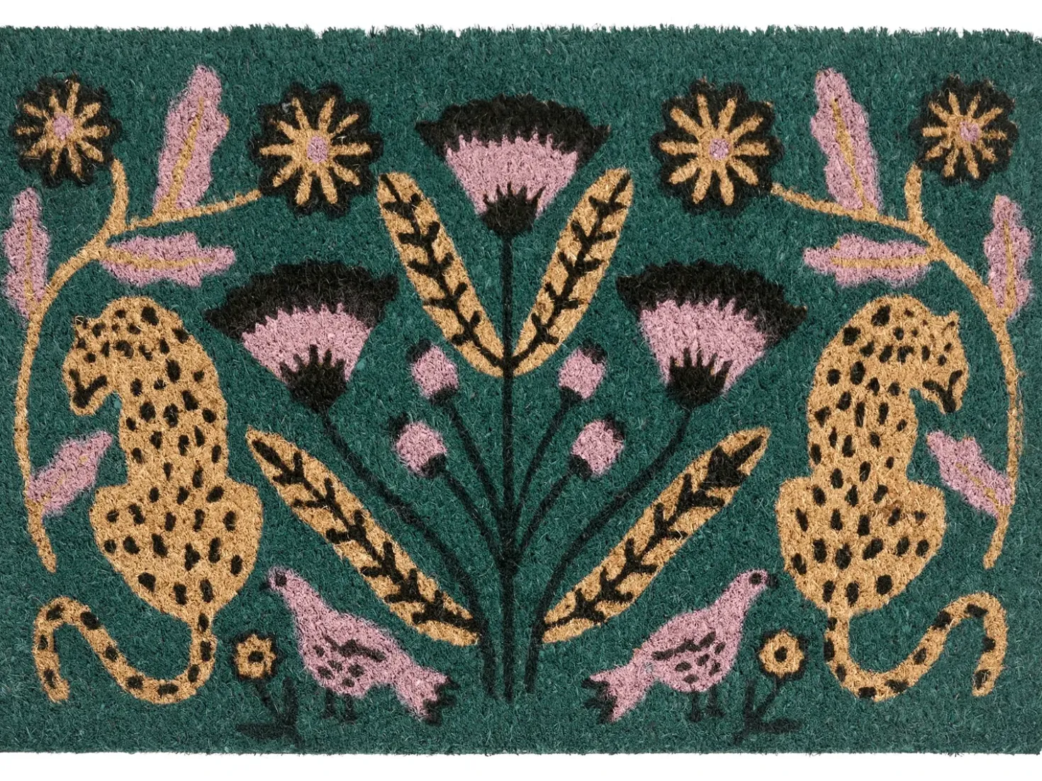 Tappetino da Ingresso NAKNEK Multicolore 50 x 80 cm Gatto Uccello Fiore Fibra di Cocco