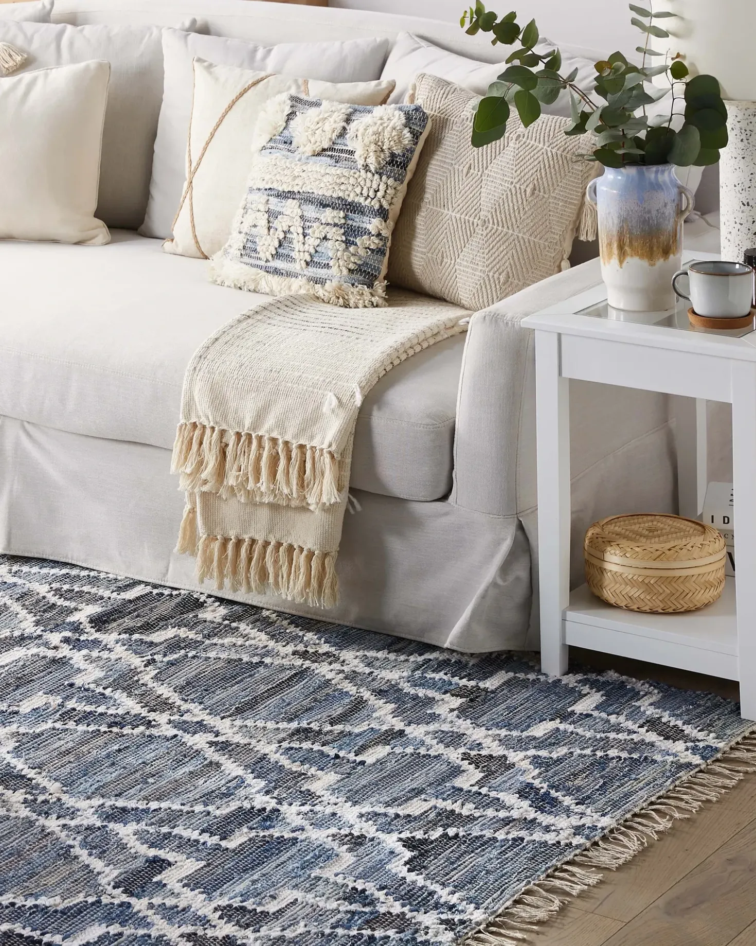 Tappeto ADIYAMAN Blu 140 x 200 cm Cotone