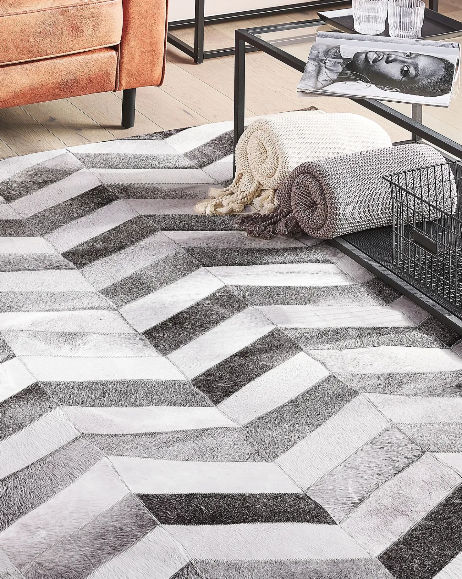 Tappeto AKSAZ Multicolore 140 x 200 cm Pelle naturale