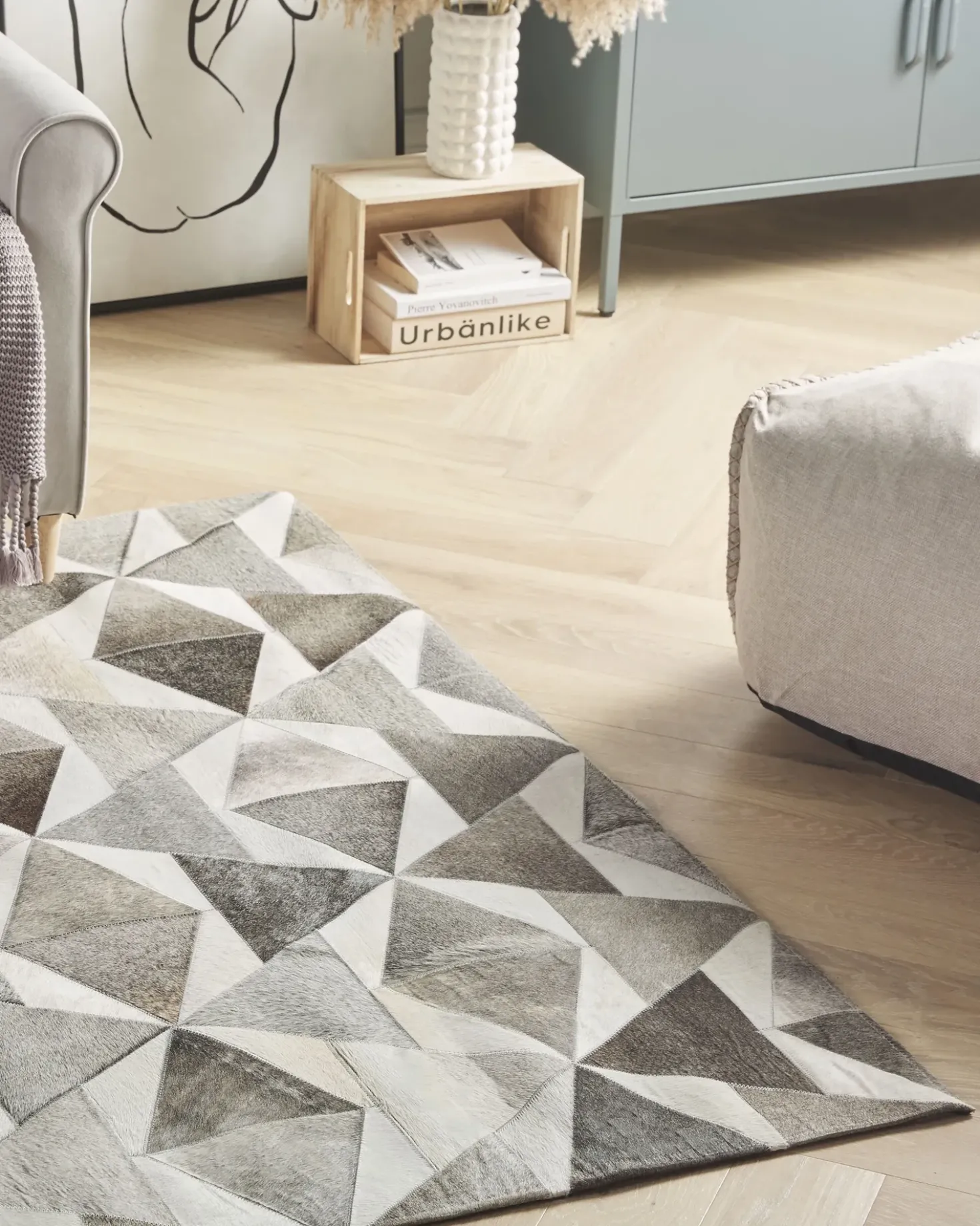Tappeto ALAKA Grigio 160 x 230 cm Pelle naturale