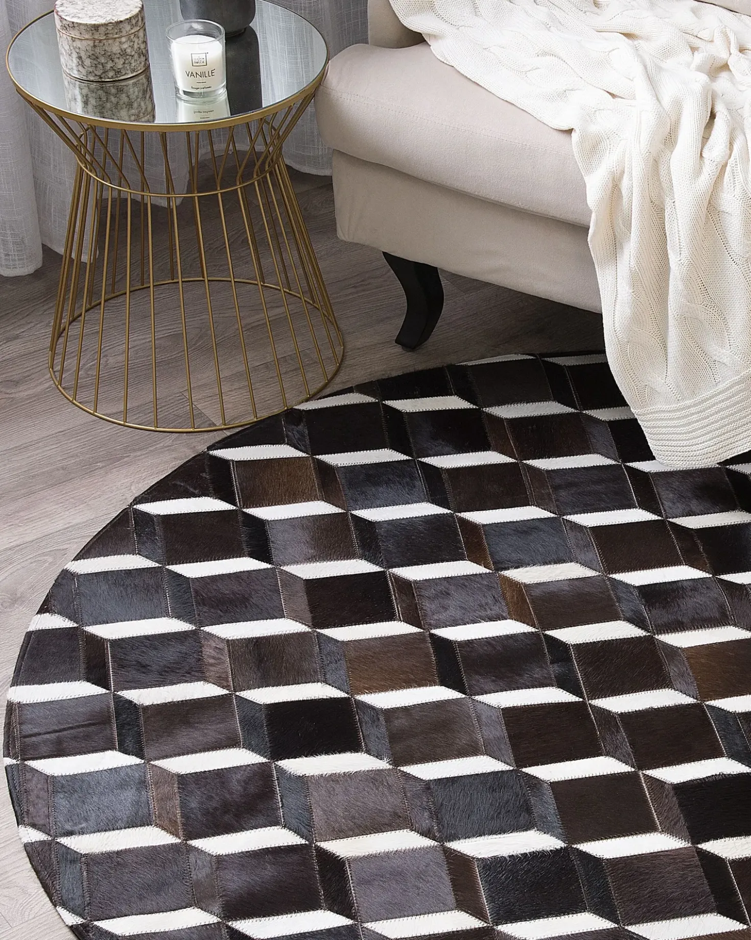 Tappeto ALPKOY Marrone ø 140 cm Pelle naturale