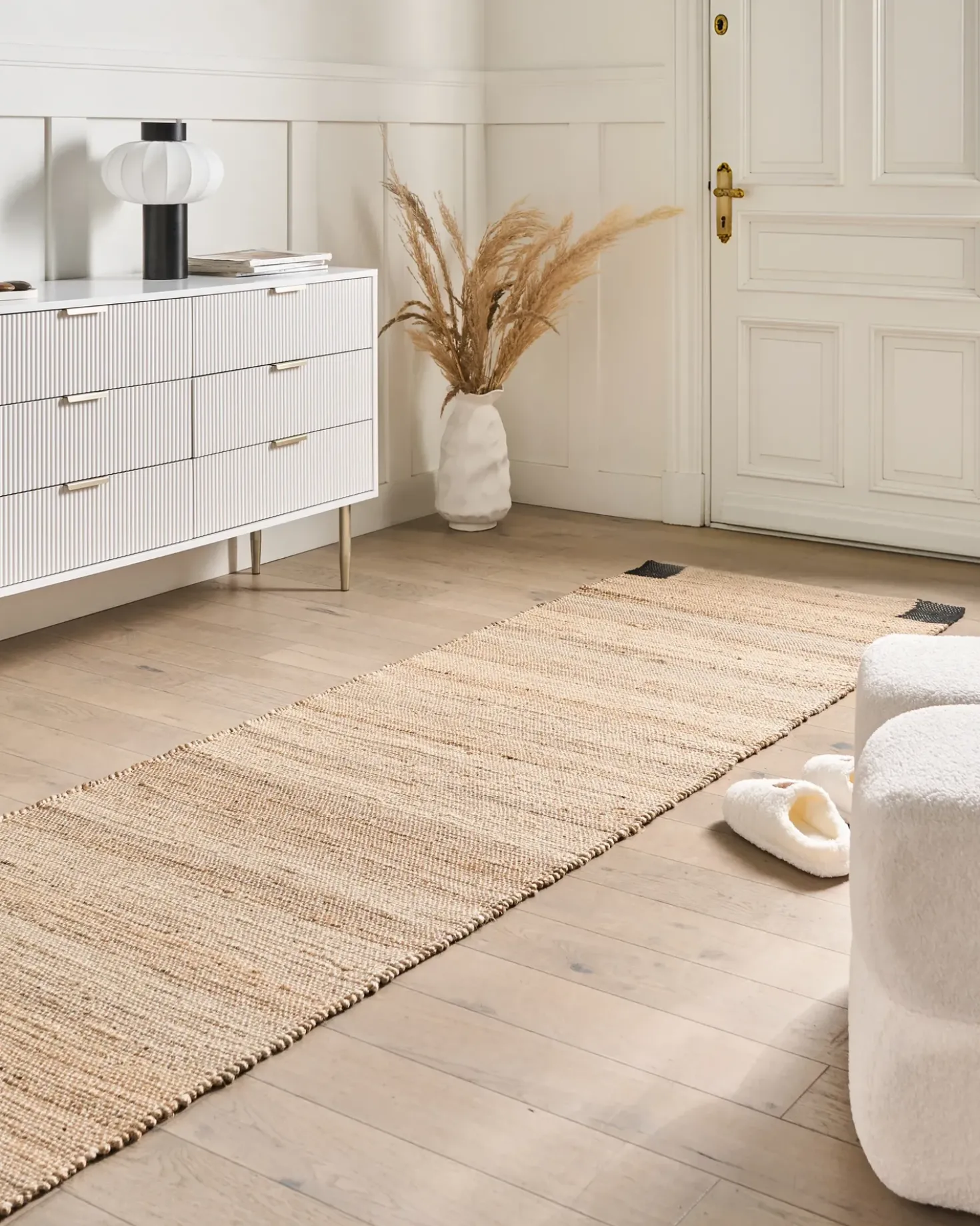 Tappeto AMRAVATI Nero/Beige 80 x 300 cm Iuta