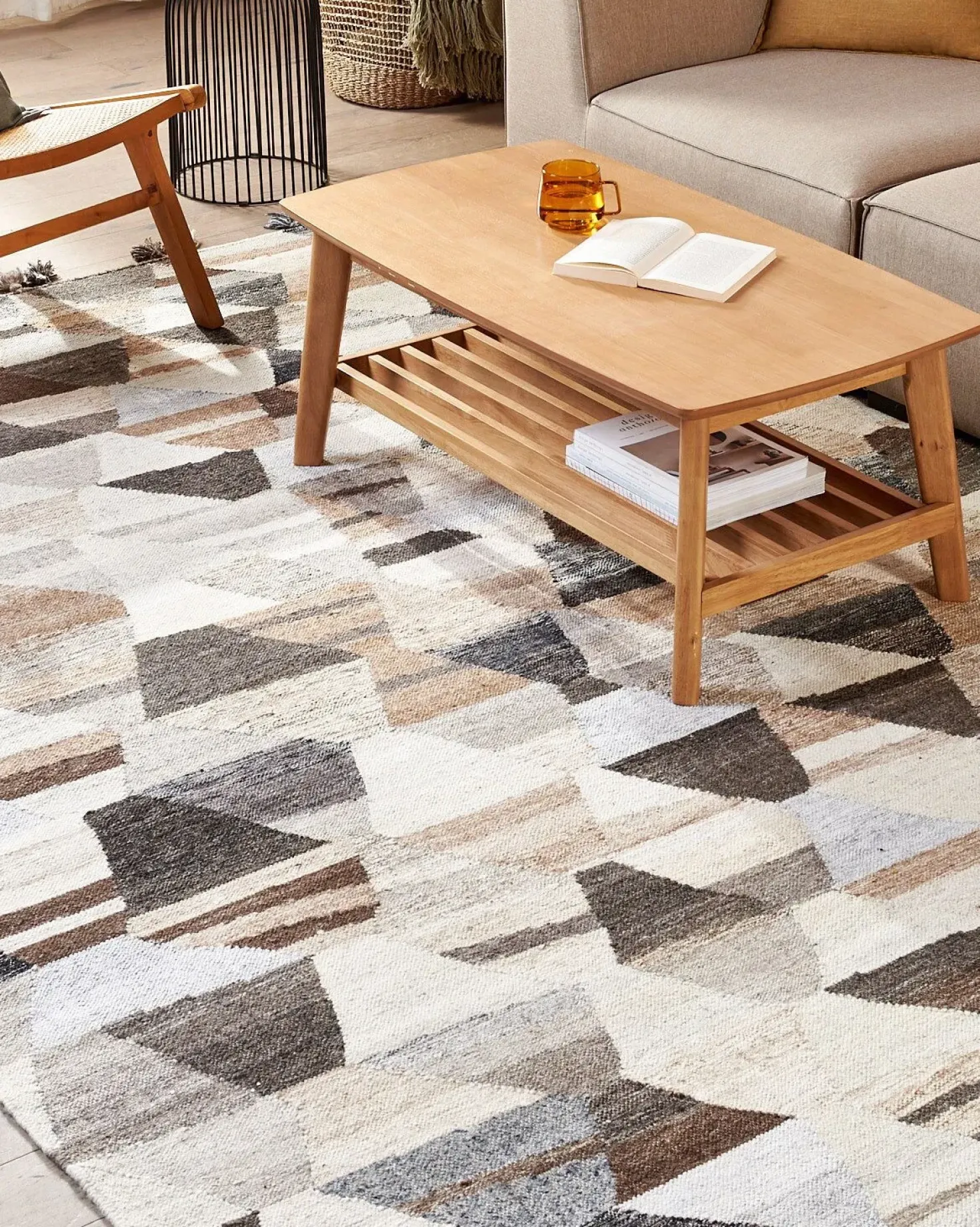 Tappeto ARGAVAND Beige 160 x 230 cm Lana Kilim