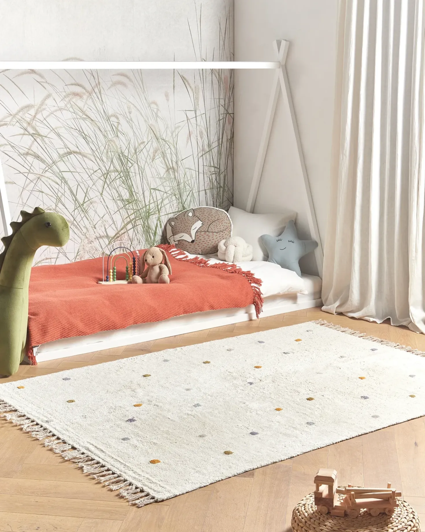 Tappeto ASTAF Bianco sporco 140 x 200 cm Cotone