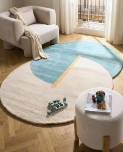 Tappeto AYUJ Beige/ Blu 160 x 230 cm Viscosa