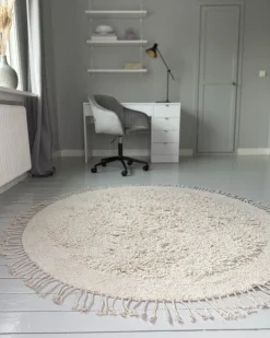 Tappeto BITLIS Beige chiaro ø 140 cm Cotone
