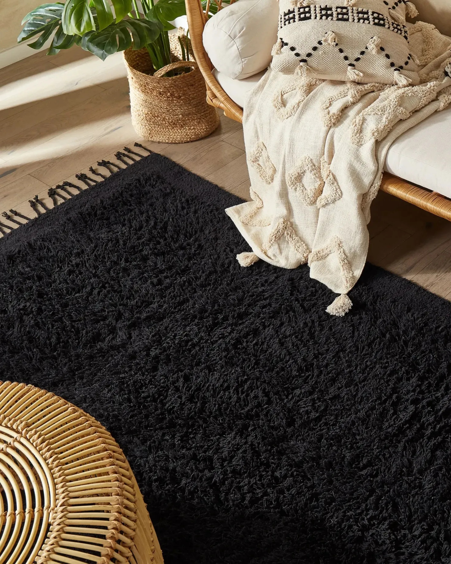 Tappeto BITLIS Nero 140 x 200 cm Cotone
