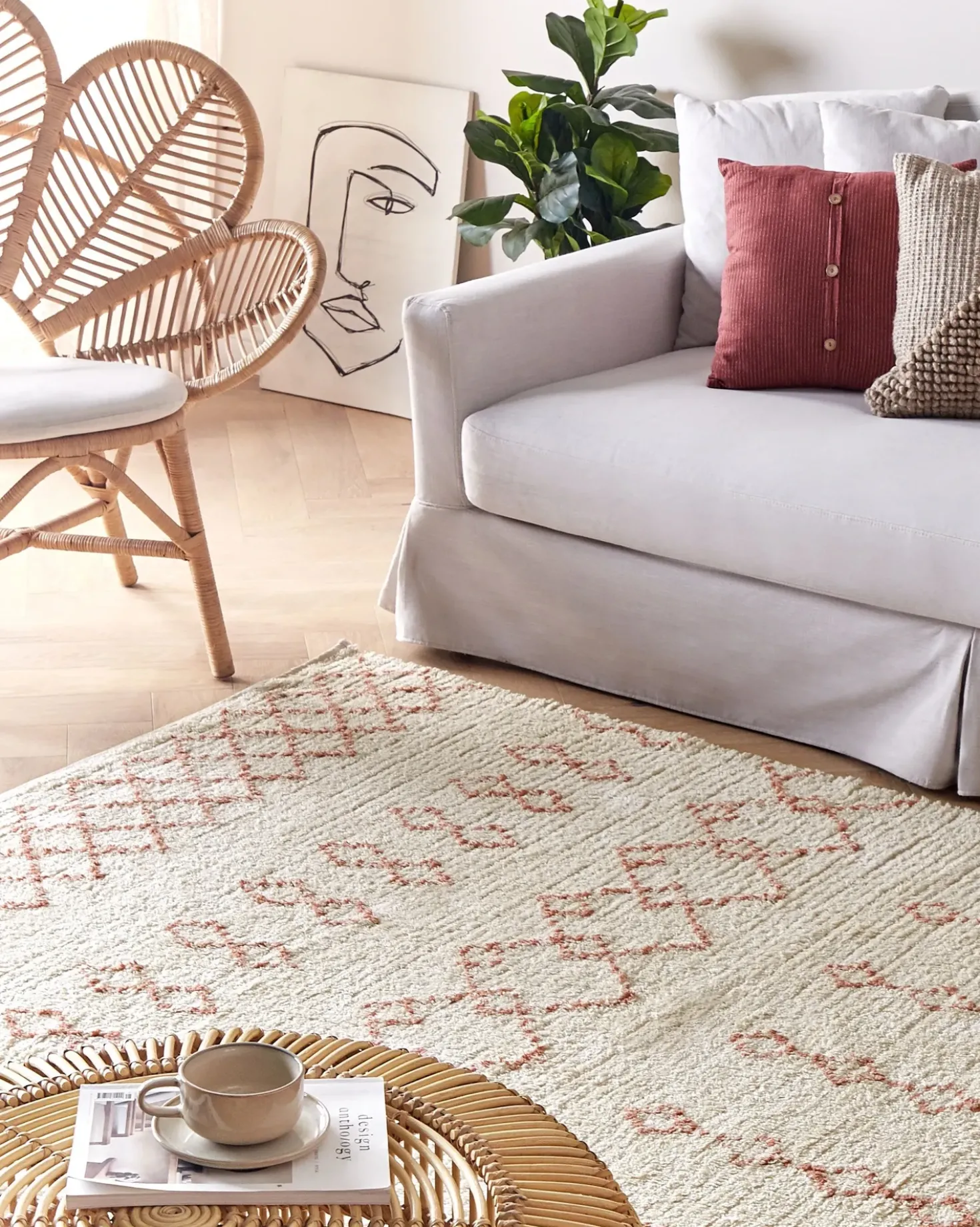 Tappeto BUXAR Beige 160 x 230 cm Cotone