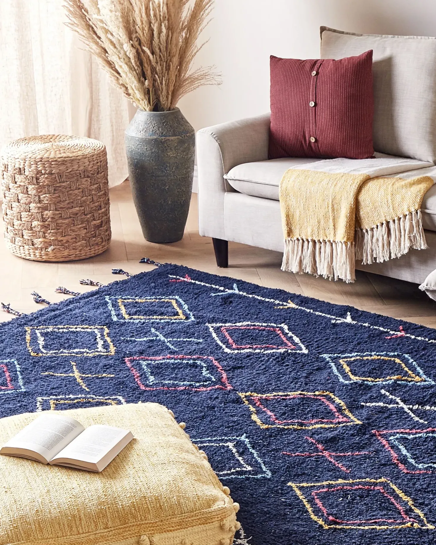 Tappeto CORUM Nero 160 x 230 cm Cotone