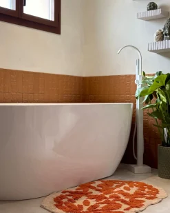 Tappeto da bagno DERIK Arancione 60 x 90 cm Cotone