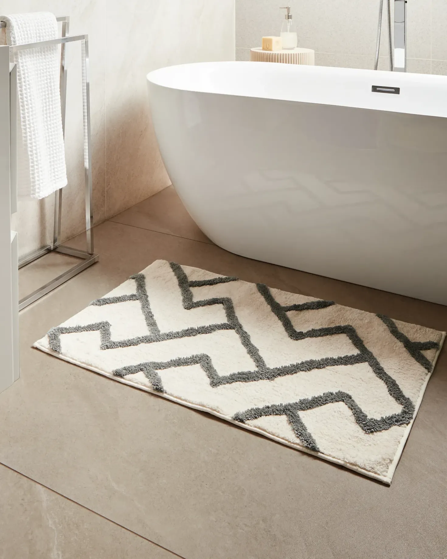 Tappeto da bagno GARHI Beige 60 x 90 cm Cotone