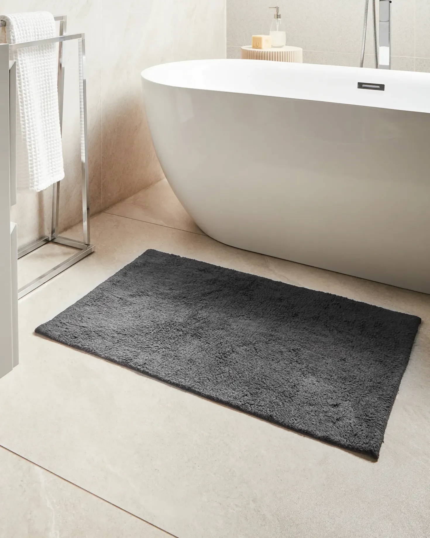 Tappeto da bagno GOELA Nero 60 x 90 cm Cotone