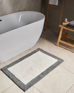 Tappeto da bagno KABRI Grigio/Beige 60 x 90 cm Cotone