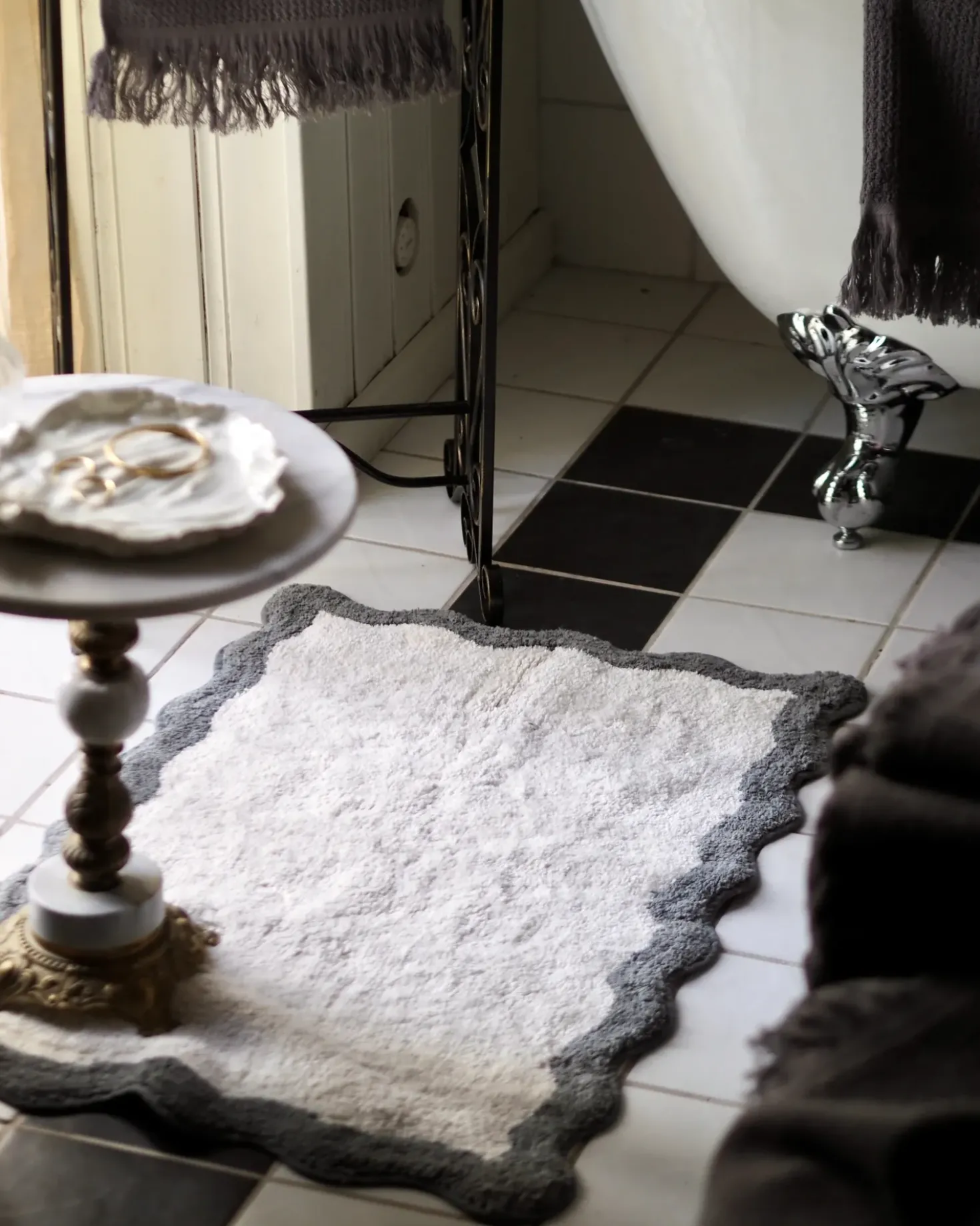 Tappeto da bagno NANGAL Grigio/Beige 60 x 90 cm Cotone