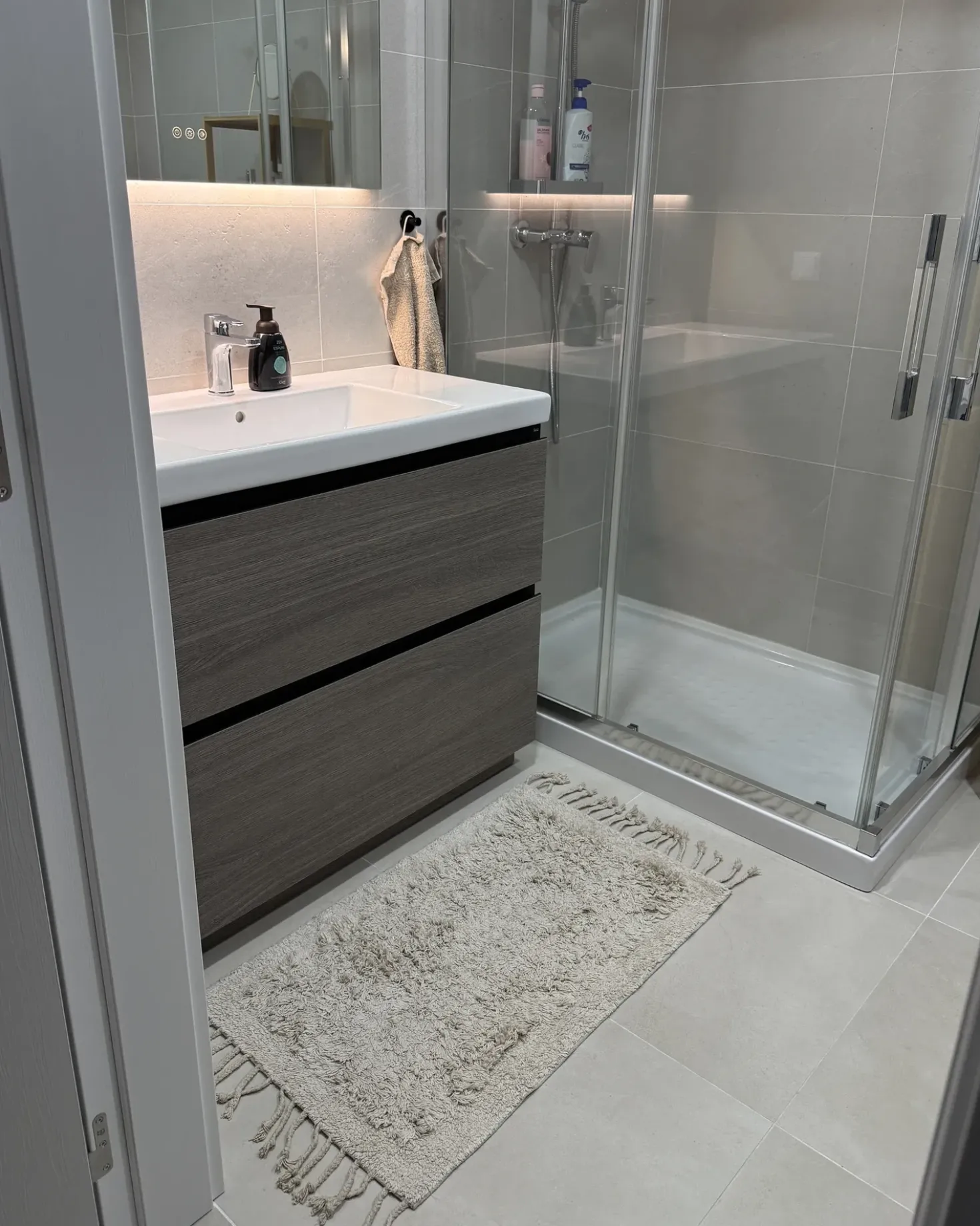 Tappeto da bagno OLTAN Beige 50 x 80 cm Cotone