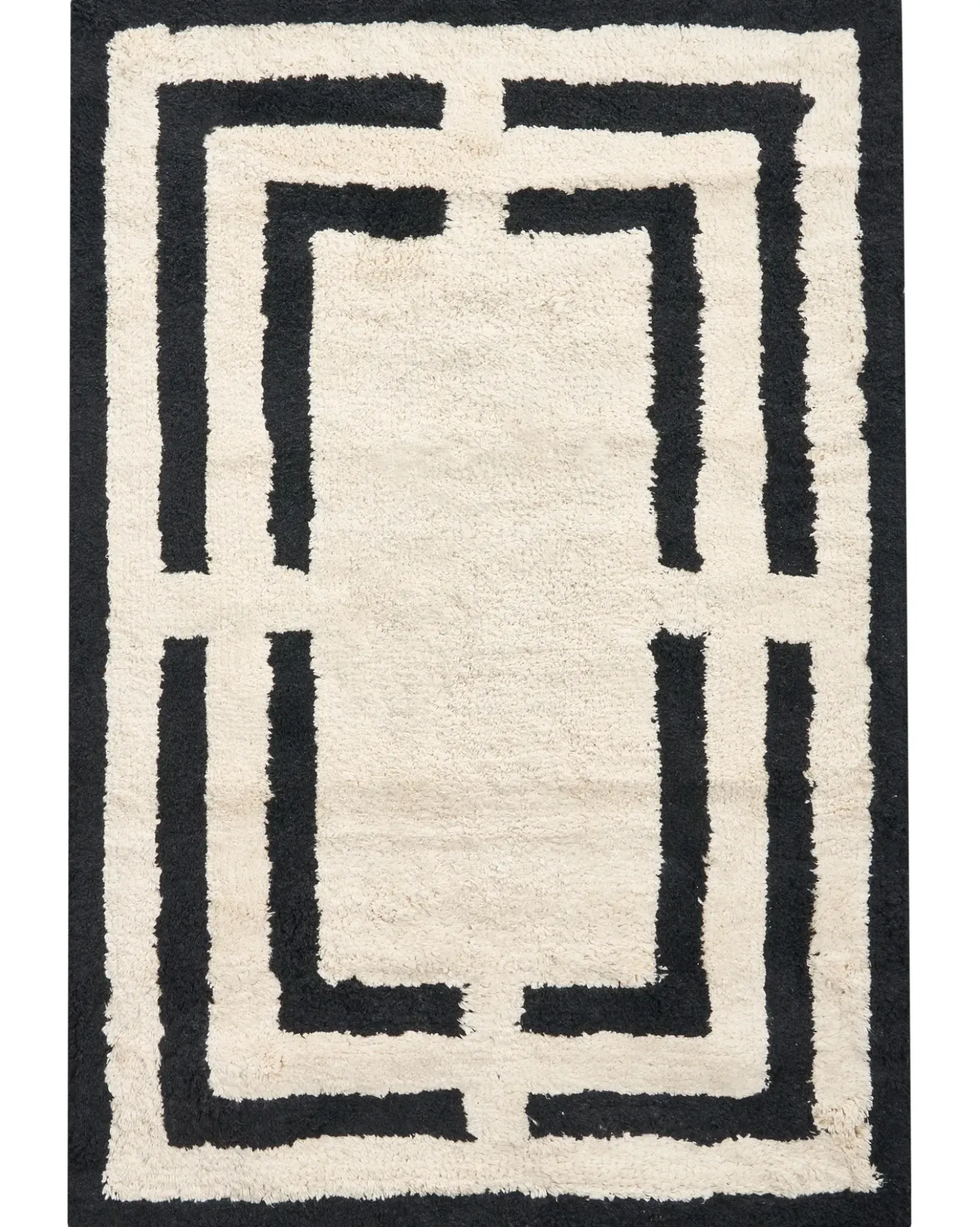 Tappeto da bagno RISALU Nero/Beige 60 x 90 cm Cotone