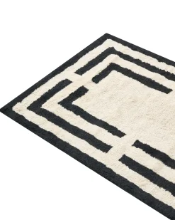 Tappeto da bagno RISALU Nero/Beige 60 x 90 cm Cotone