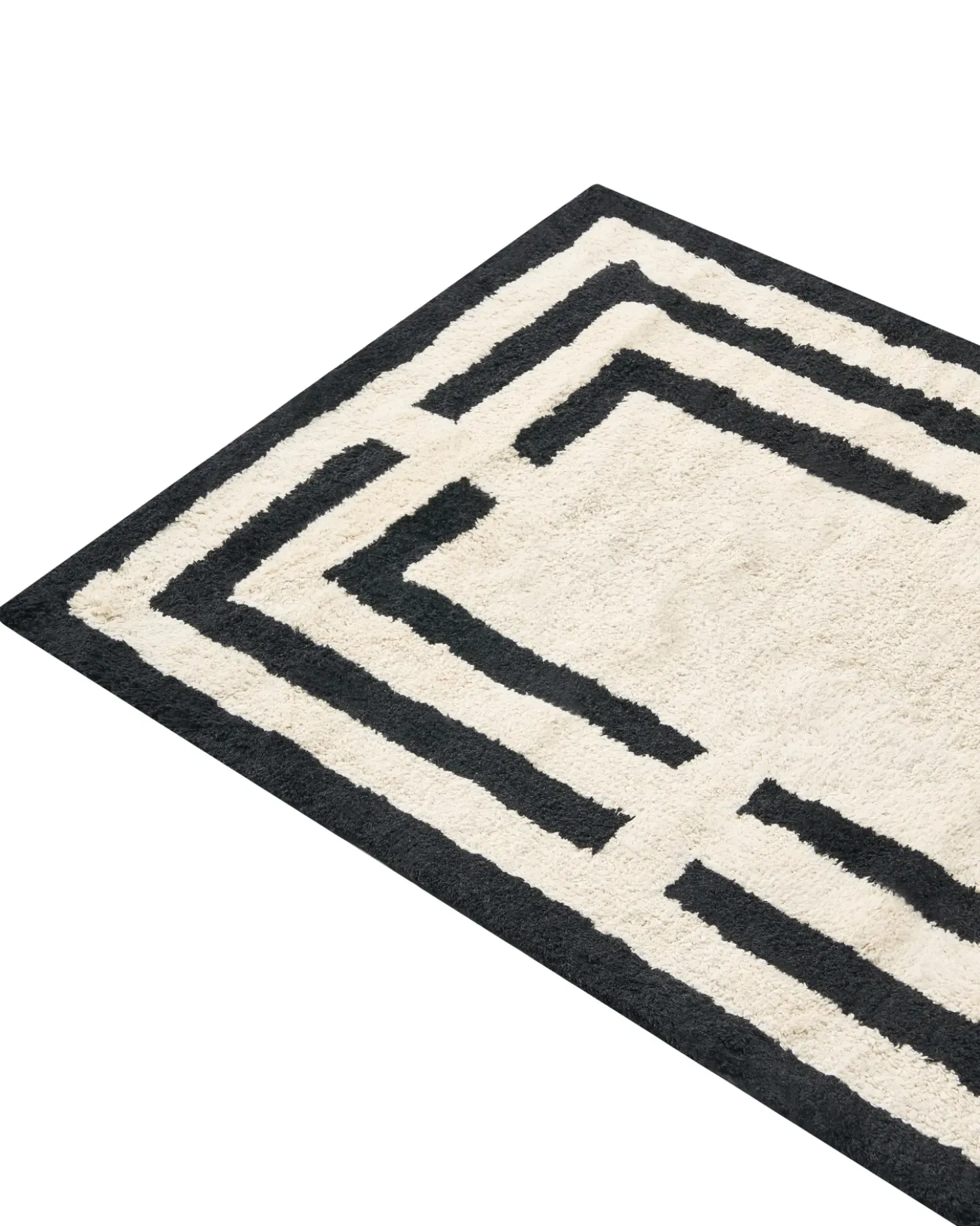 Tappeto da bagno RISALU Nero/Beige 60 x 90 cm Cotone