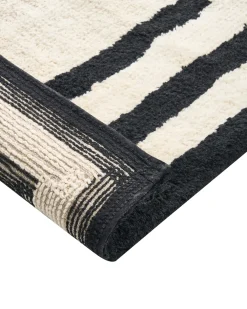 Tappeto da bagno RISALU Nero/Beige 60 x 90 cm Cotone