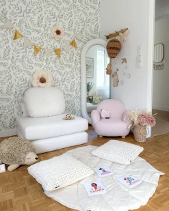 Tappeto da gioco per bambini EOLIA 110 x 110 cm Cotone Bianco sporco