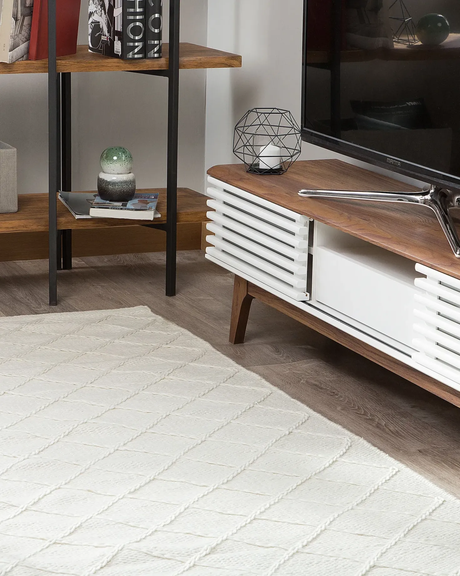 Tappeto ELLEK Bianco 160 x 230 cm Lana