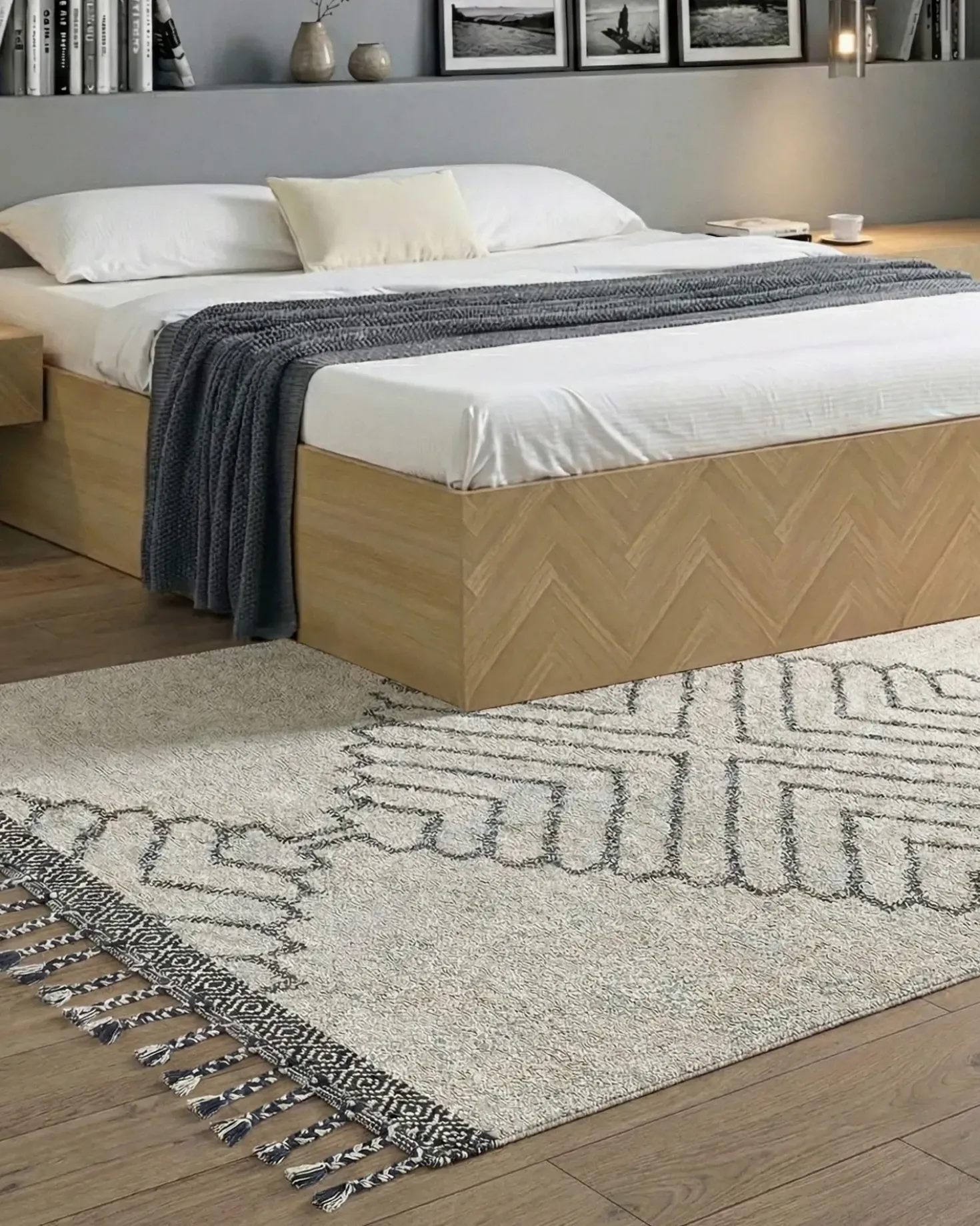 Tappeto ERAY Beige chiaro 140 x 200 cm Cotone