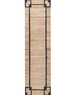 Tappeto GONDIA Nero/Beige 80 x 300 cm Iuta