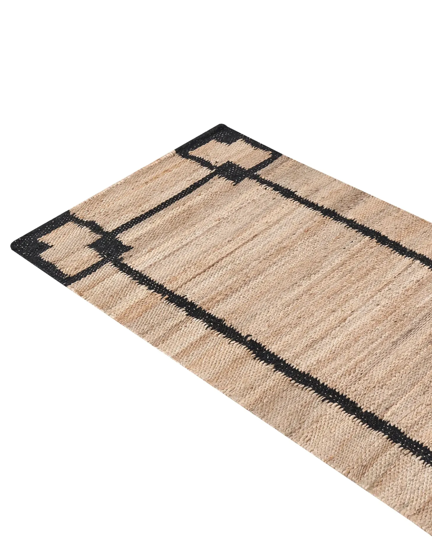 Tappeto GONDIA Nero/Beige 80 x 300 cm Iuta
