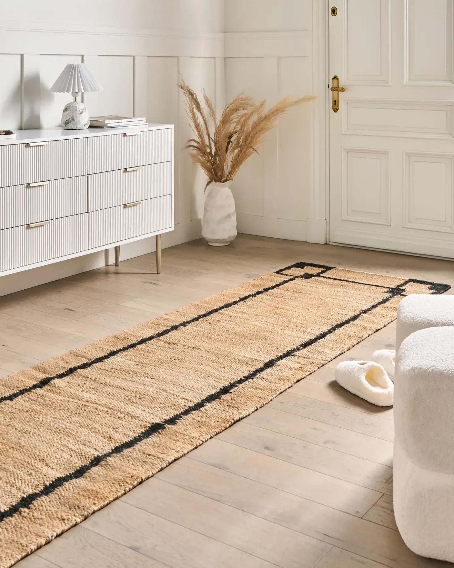 Tappeto GONDIA Nero/Beige 80 x 300 cm Iuta