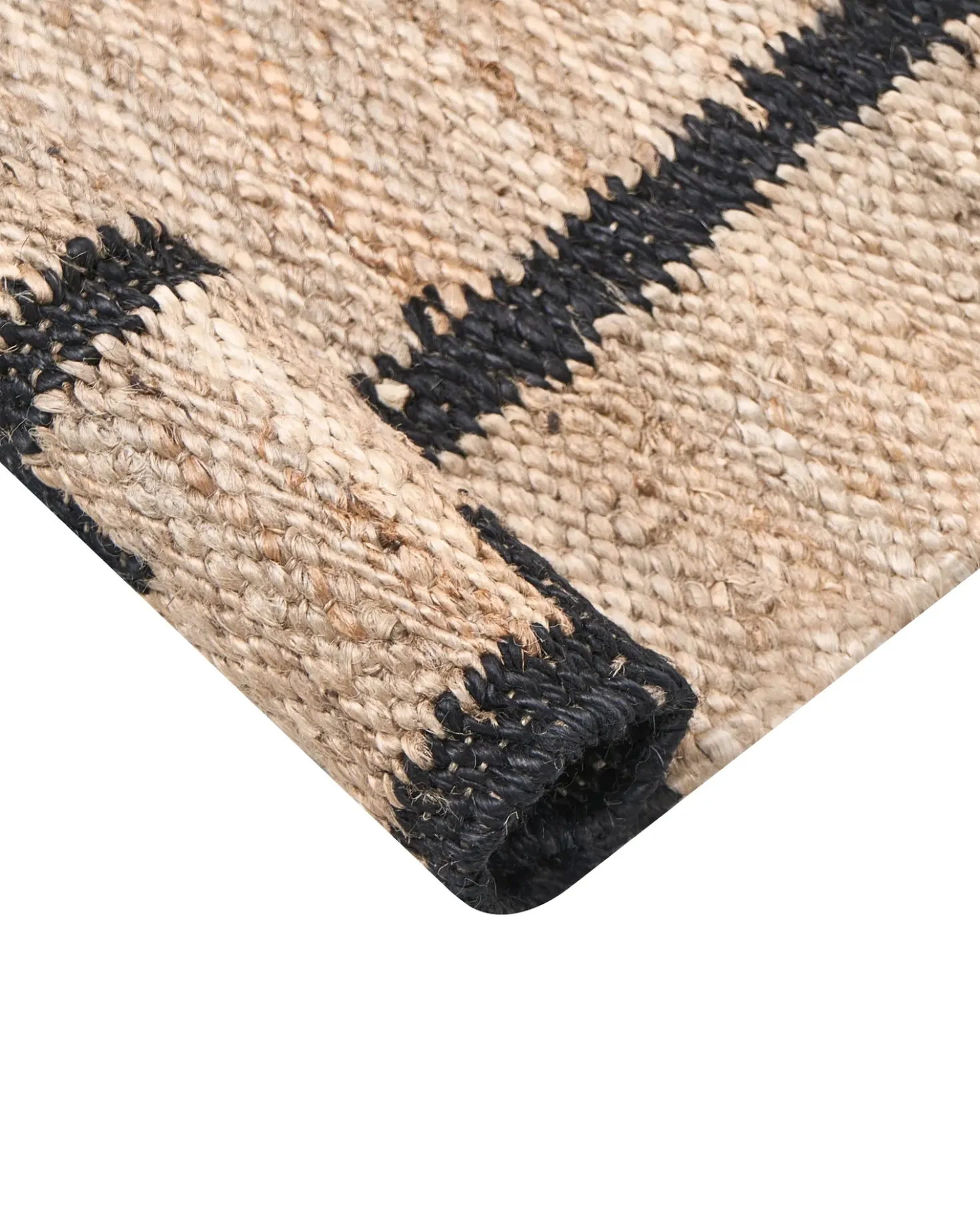 Tappeto GONDIA Nero/Beige 80 x 300 cm Iuta
