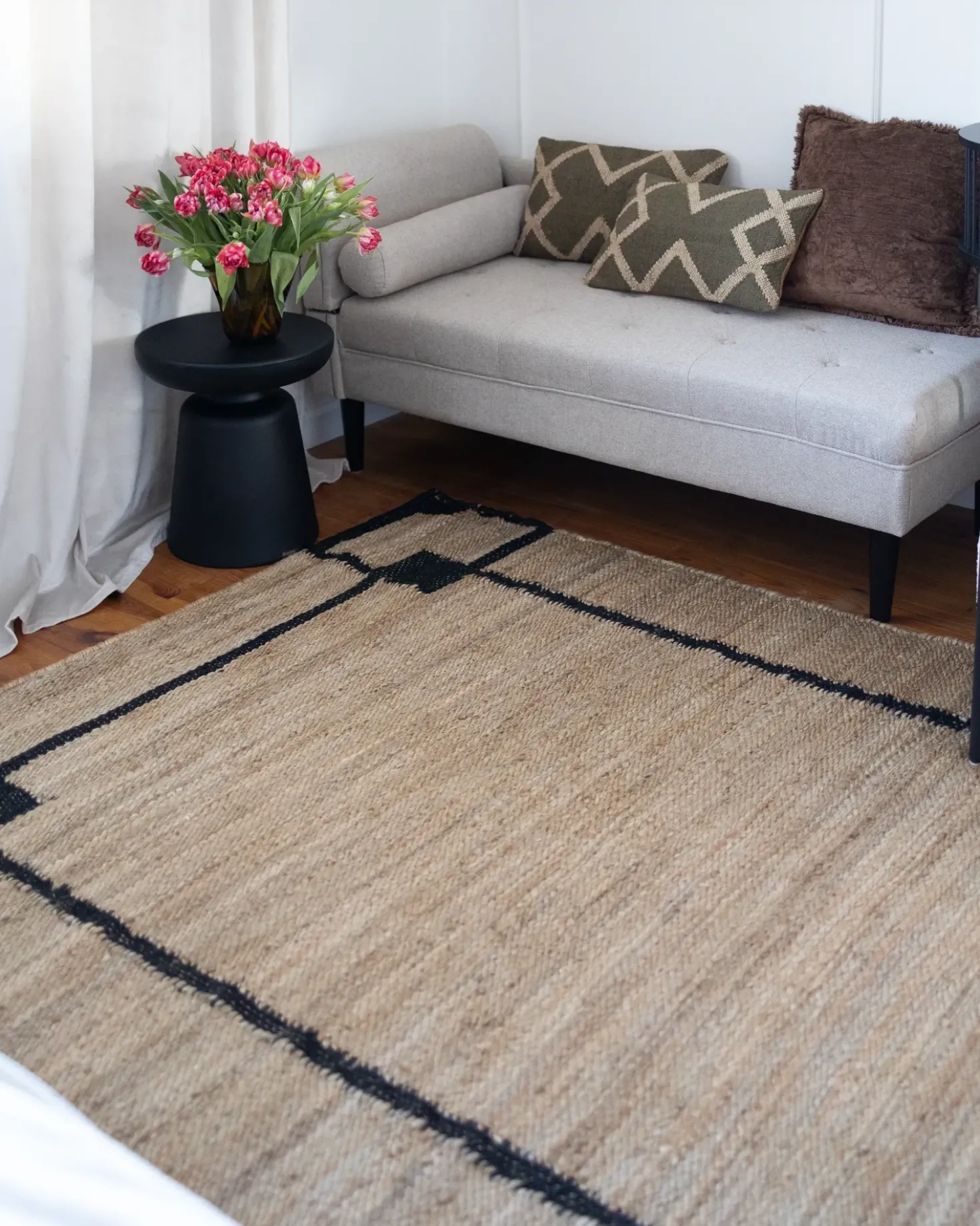 Tappeto GONDIA Nero/Beige 160 x 230 cm Iuta