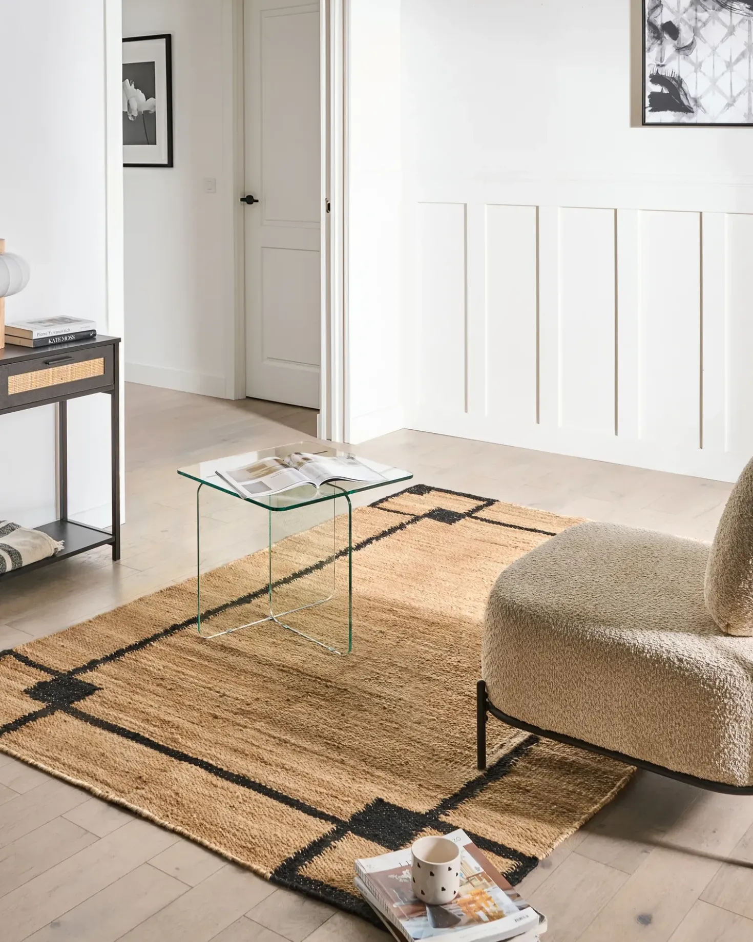 Tappeto GONDIA Nero/Beige 160 x 230 cm Iuta