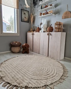 Tappeto HALFETI Beige chiaro ø 140 cm Cotone