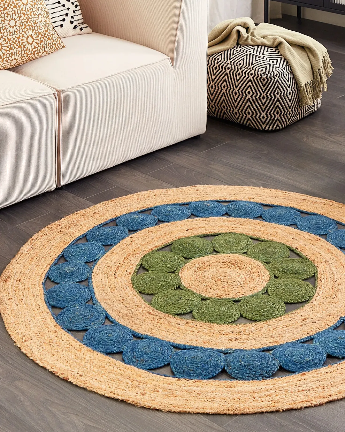 Tappeto HOVIT Verde Blu ø 140 cm Iuta
