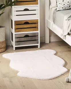 Tappeto in pelliccia sintetica UNDARA Bianco sporco 60 x 90 cm