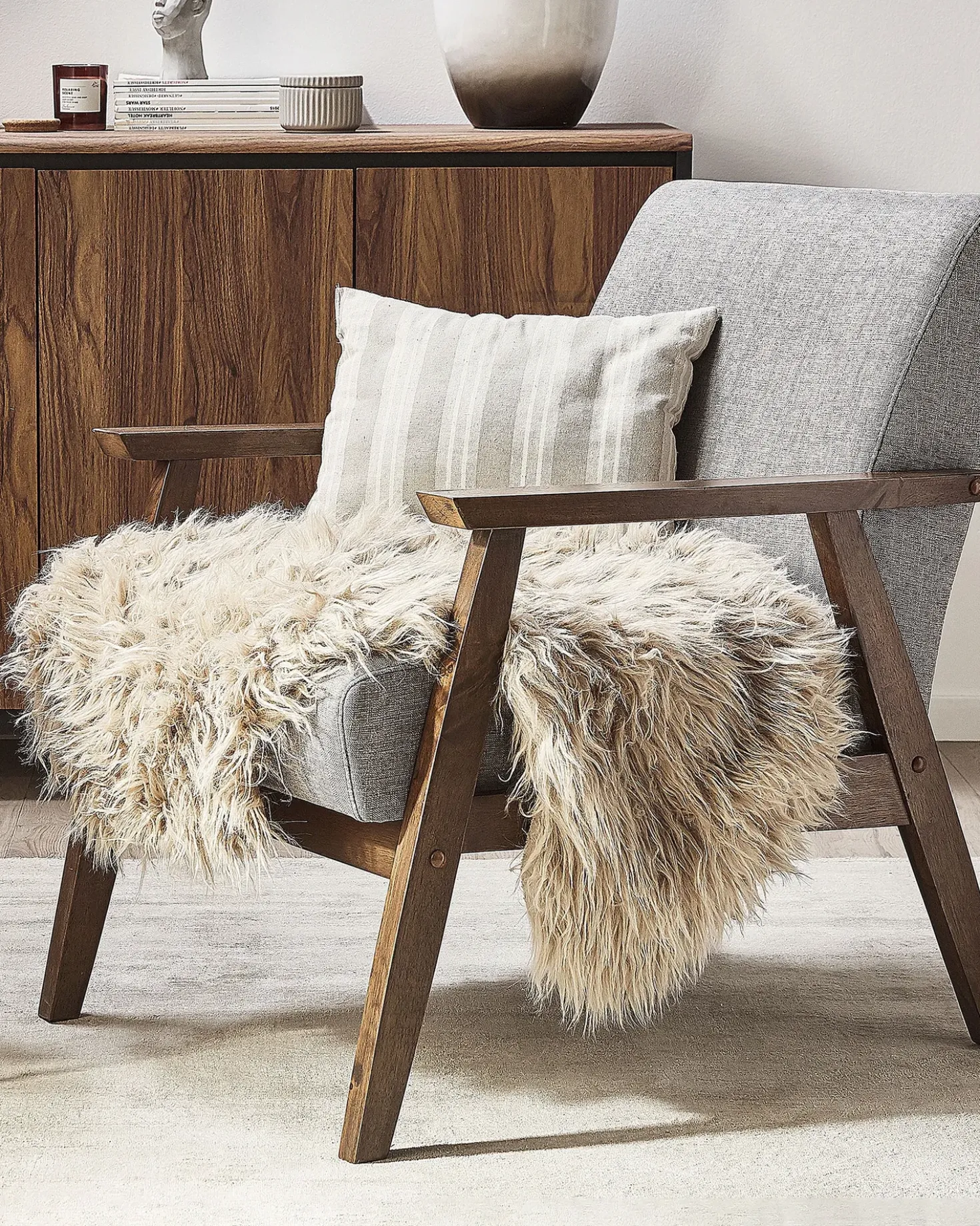 Tappeto in pelliccia sintetica MUNGO Beige 63 x 95 cm
