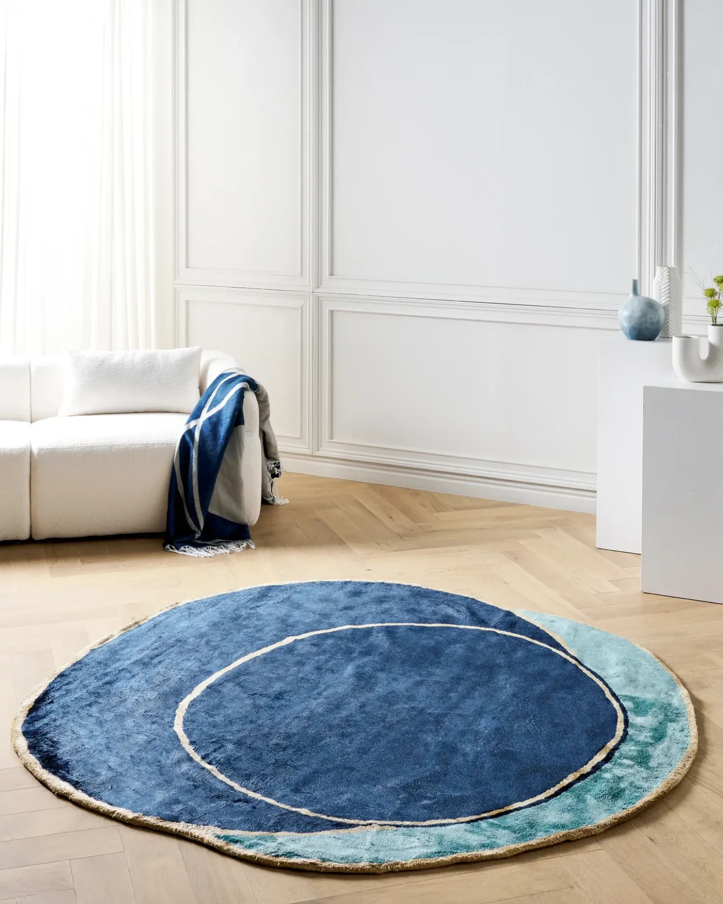 Tappeto KANRACH Blu marino 200 x 200 cm Viscosa