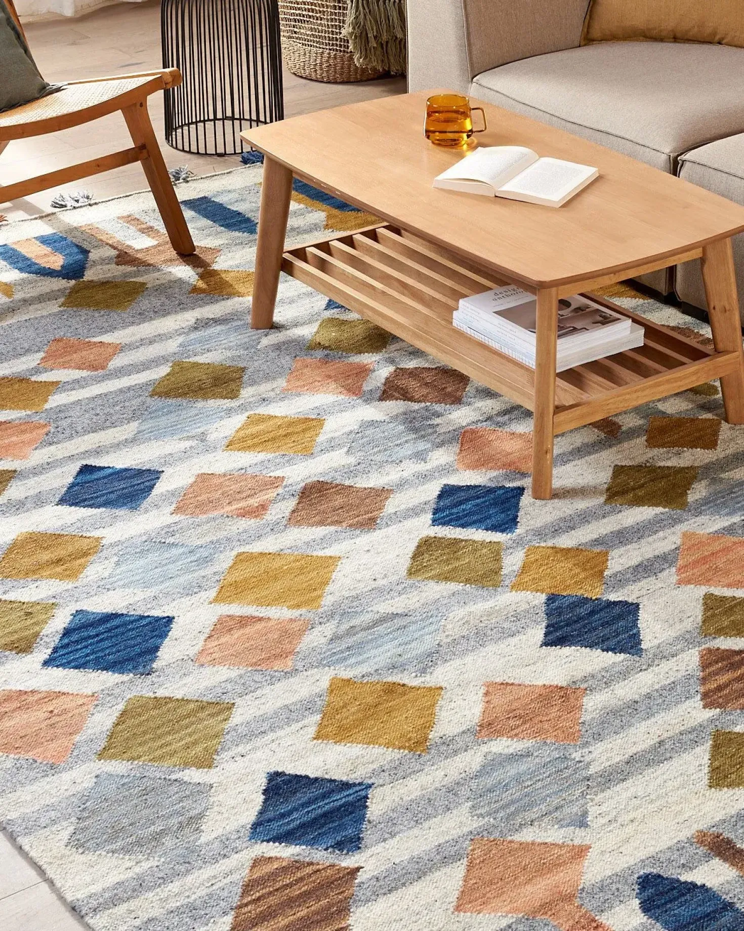 Tappeto KASAKH Multicolore 200 x 300 cm Lana Kilim