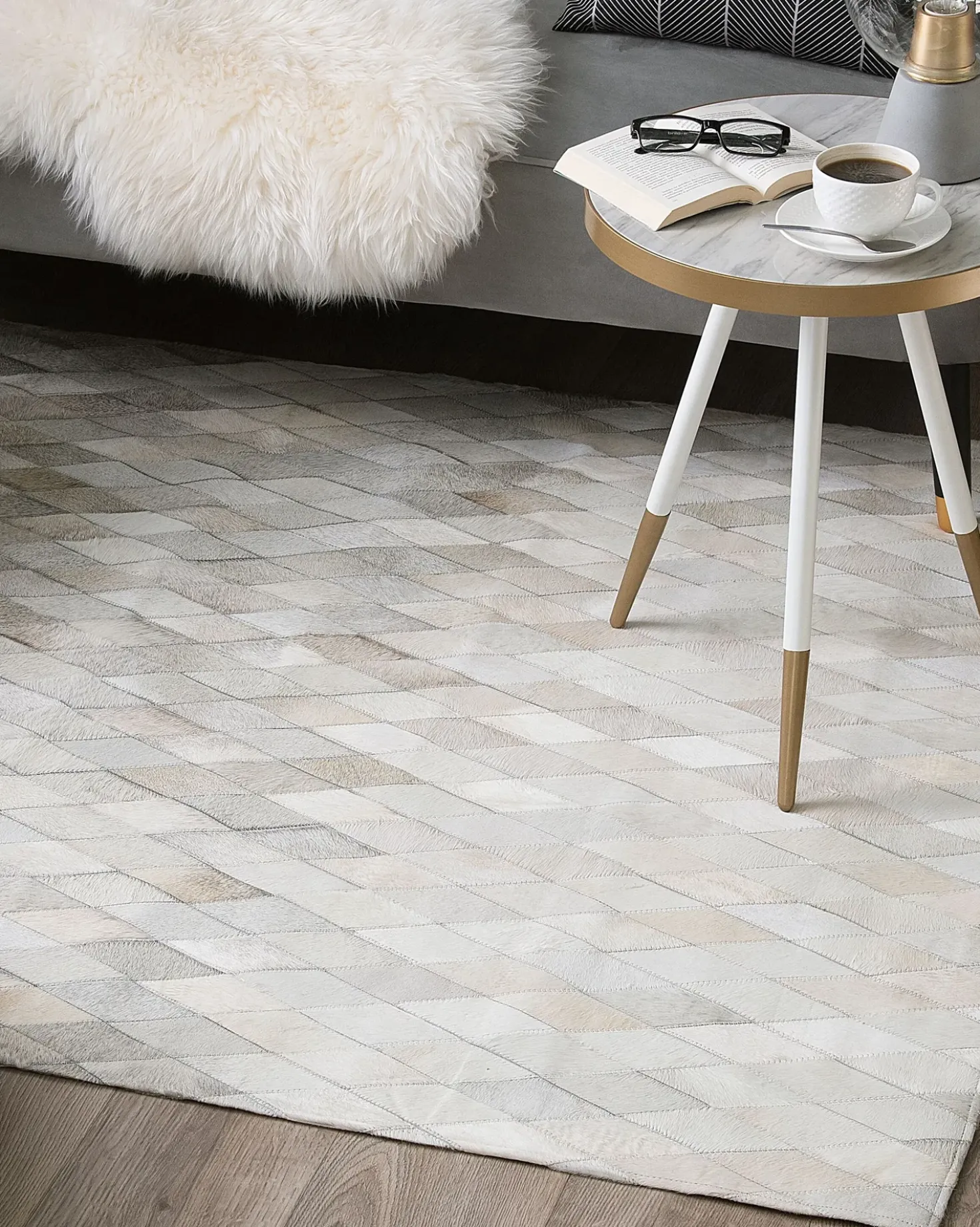Tappeto MALDAN Beige 160 x 230 cm Pelle naturale