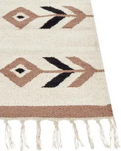 Tappeto NIAVAN Beige 160 x 230 cm Cotone Kilim