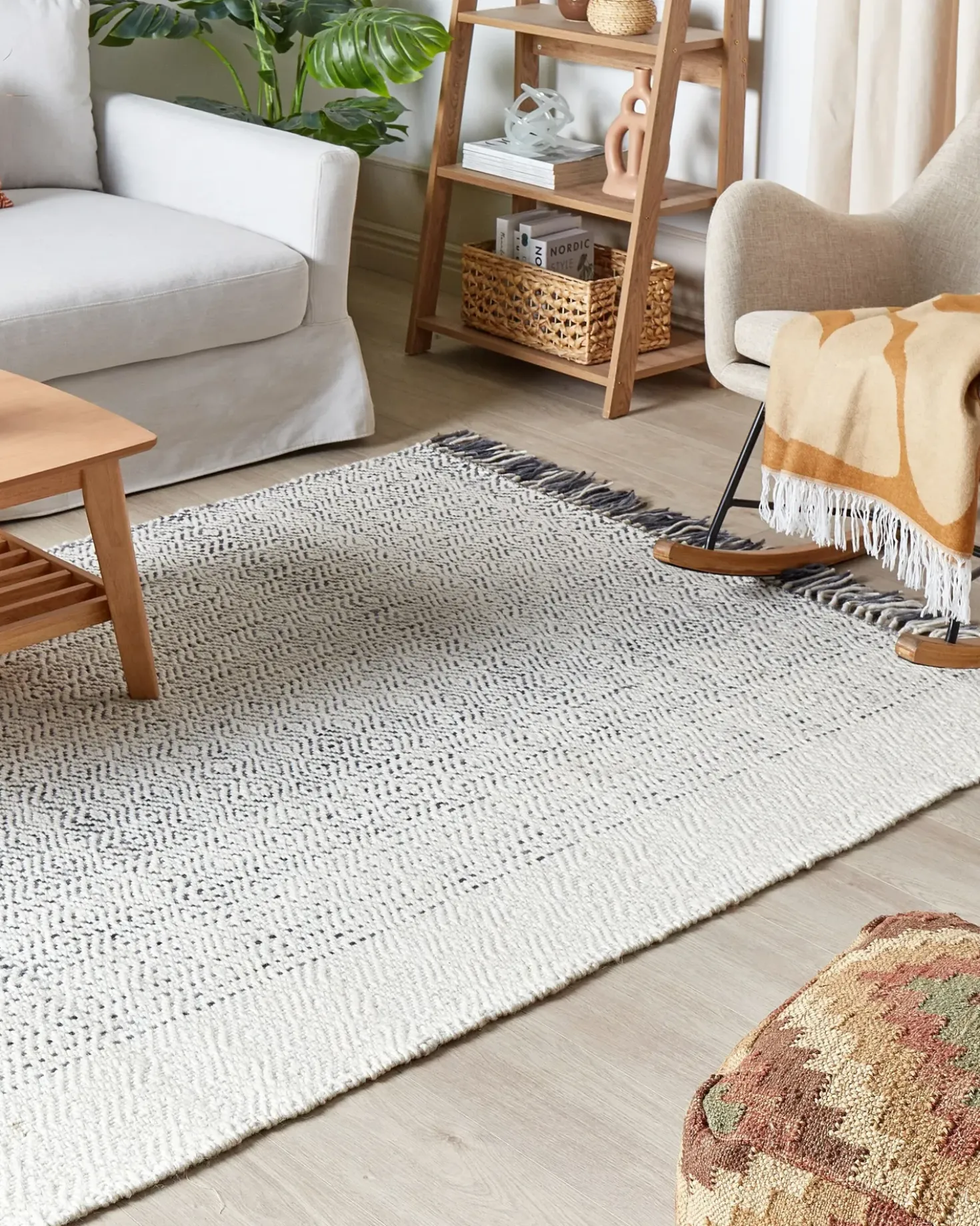 Tappeto OMERLI Bianco 160 x 230 cm Lana